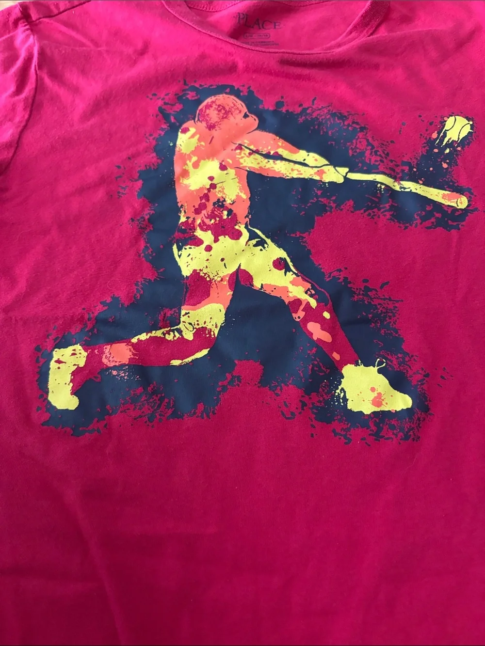 The Children’s Place Red and Black Graphic Baseball Tee Print Size L